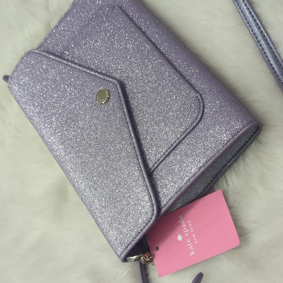 KATE SPADE Tinsel Flap Glitter Crossbody Purse in Lilac Frost ~ NWT - Picture 6 of 13